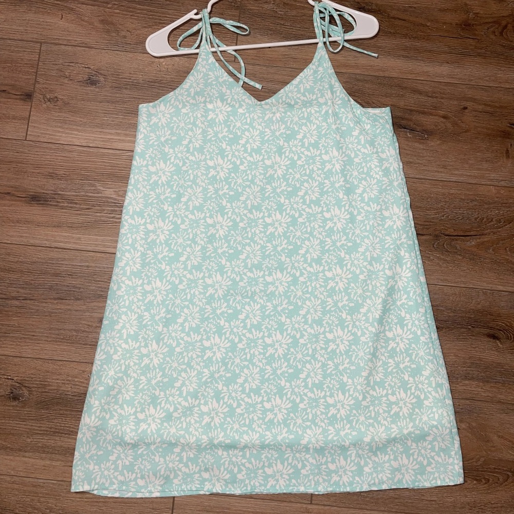 Mint green floral spaghetti strap dress